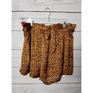 Shein Womens Paperbag Shorts Animal Print Pull-On Flowy‎ Orange Brown 4XL